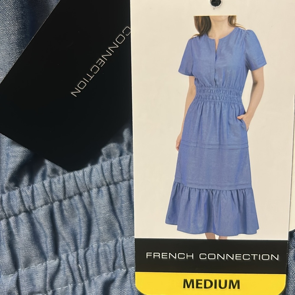 French Connection Chambray Maxi Dress 100% Cotton Blue size M NWT
